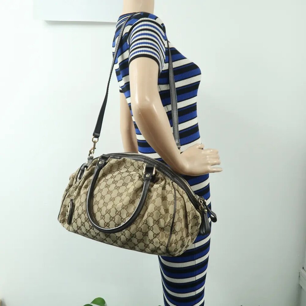 GUCCI Sukey Brown Cloth Satchel 567-011925 - Picture 12 of 12
